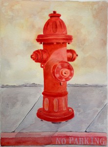 Red Fire Hydrant | Watercolor Painting