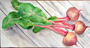 Watercolor of red beets