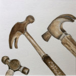 Group of Hammers. Painted with coffee