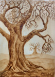 Tree Painted with coffee